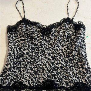 Ann Taylor Black Bustier Camisole with Floral Lace